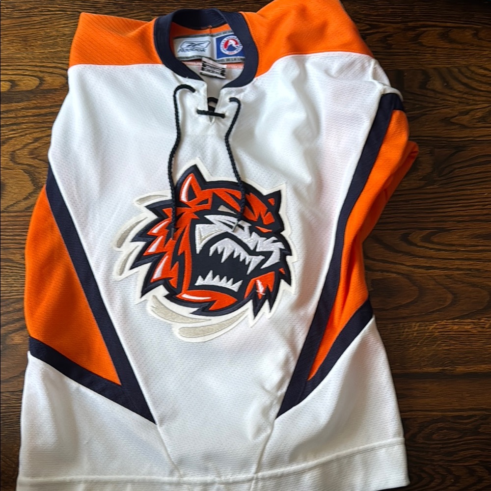 Orange and White Hockey Jersey